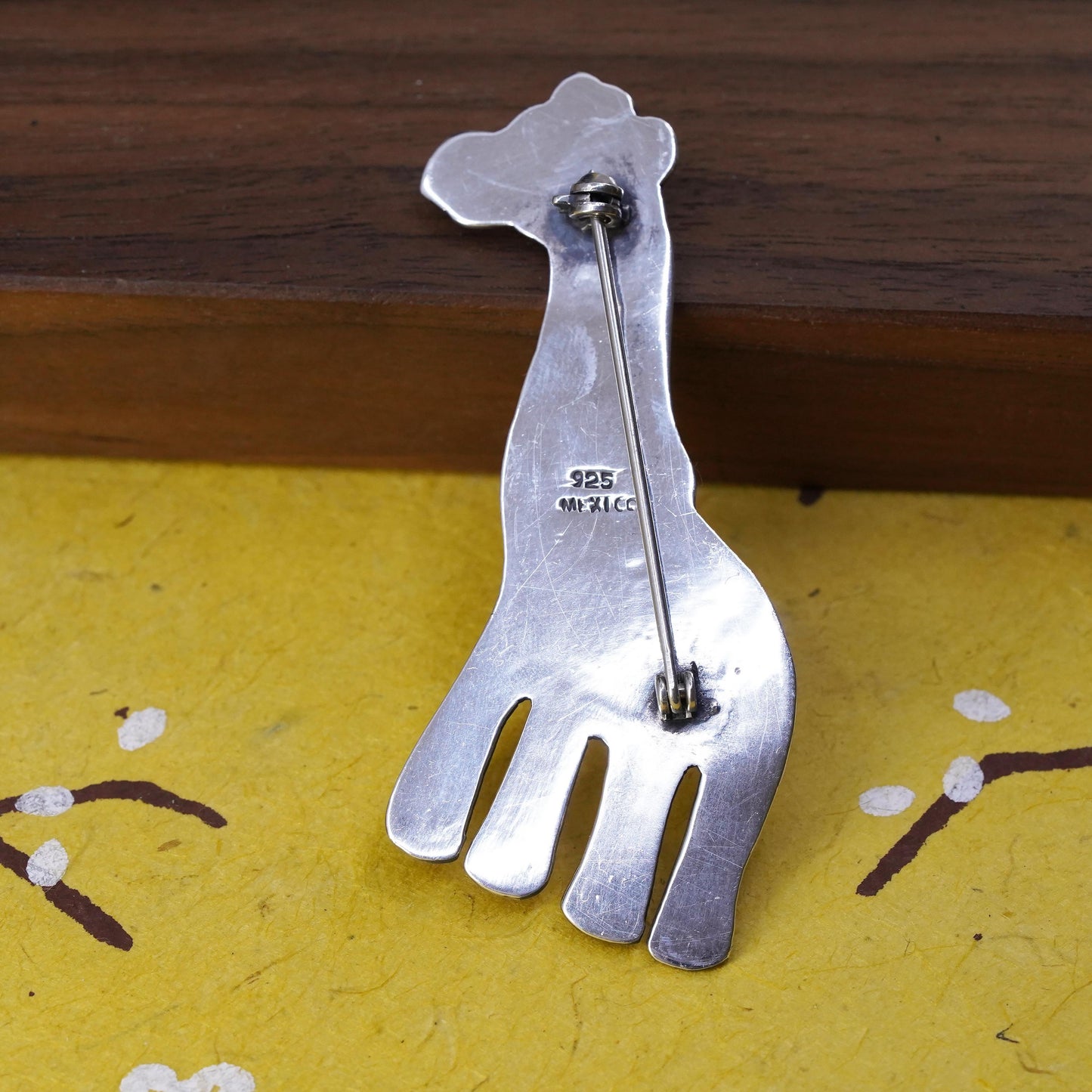 Vintage Mexican handmade sterling 925 silver giraffe brooch