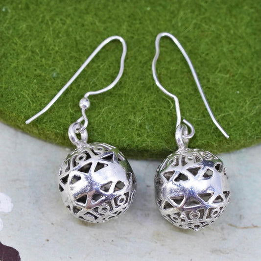 Vintage sterling silver handmade earrings, 925 filigree beads
