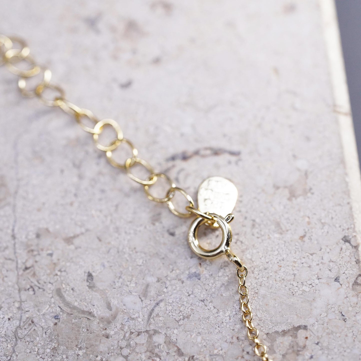 12+3", vermeil gold Sterling silver necklace, 925 circle chain moon star charms