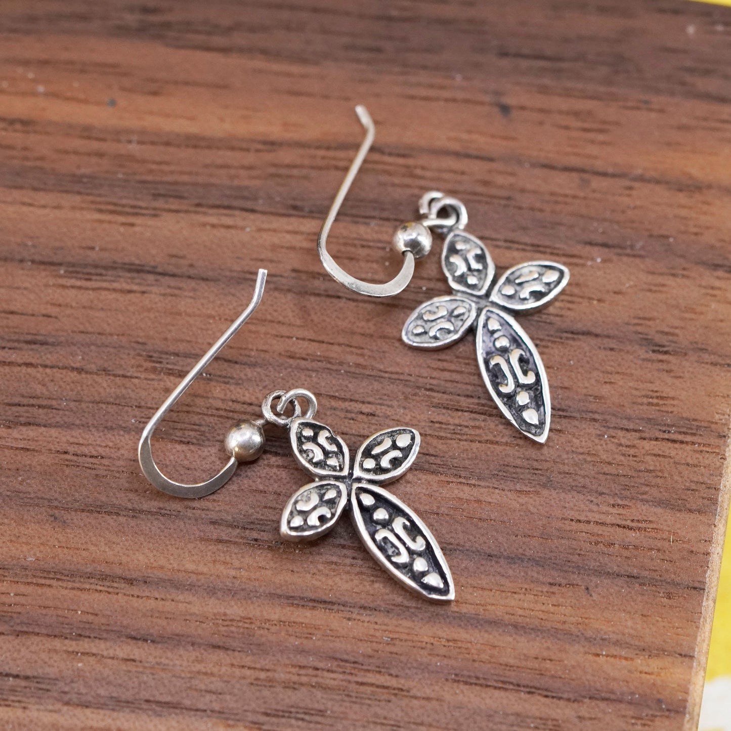Vintage Sterling silver handmade dangles, textured 925 cross earrings