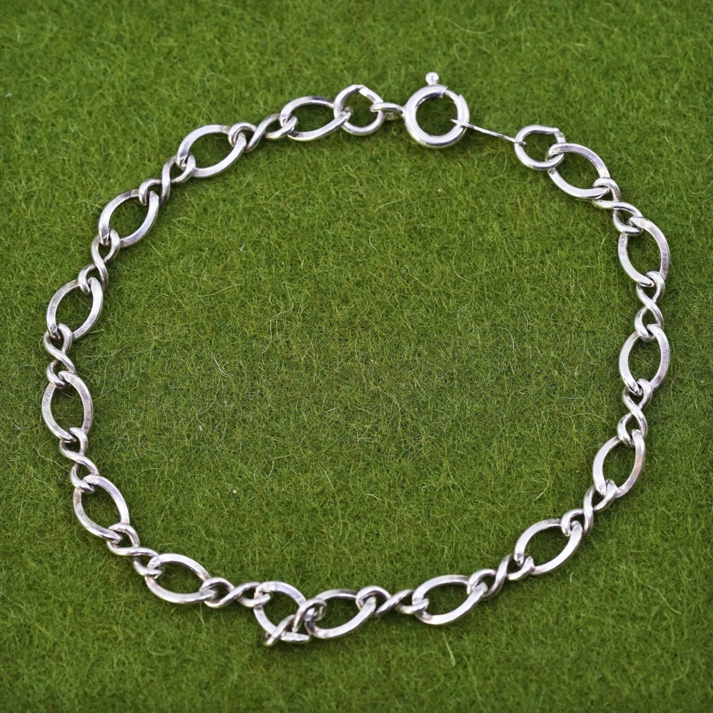 7.5" 5mm, Vintage Italy sterling silver 925 chain, men's figaro bracelet