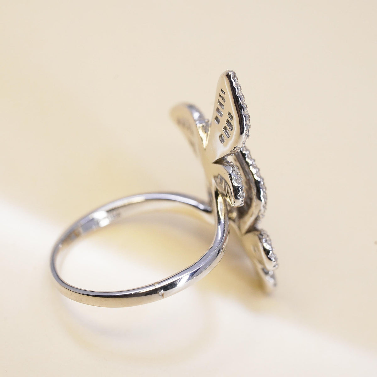 SZ 8.25 Sterling Silver 925 CZ Butterfly Ring, Sparkling Cluster Cubic Zirconia