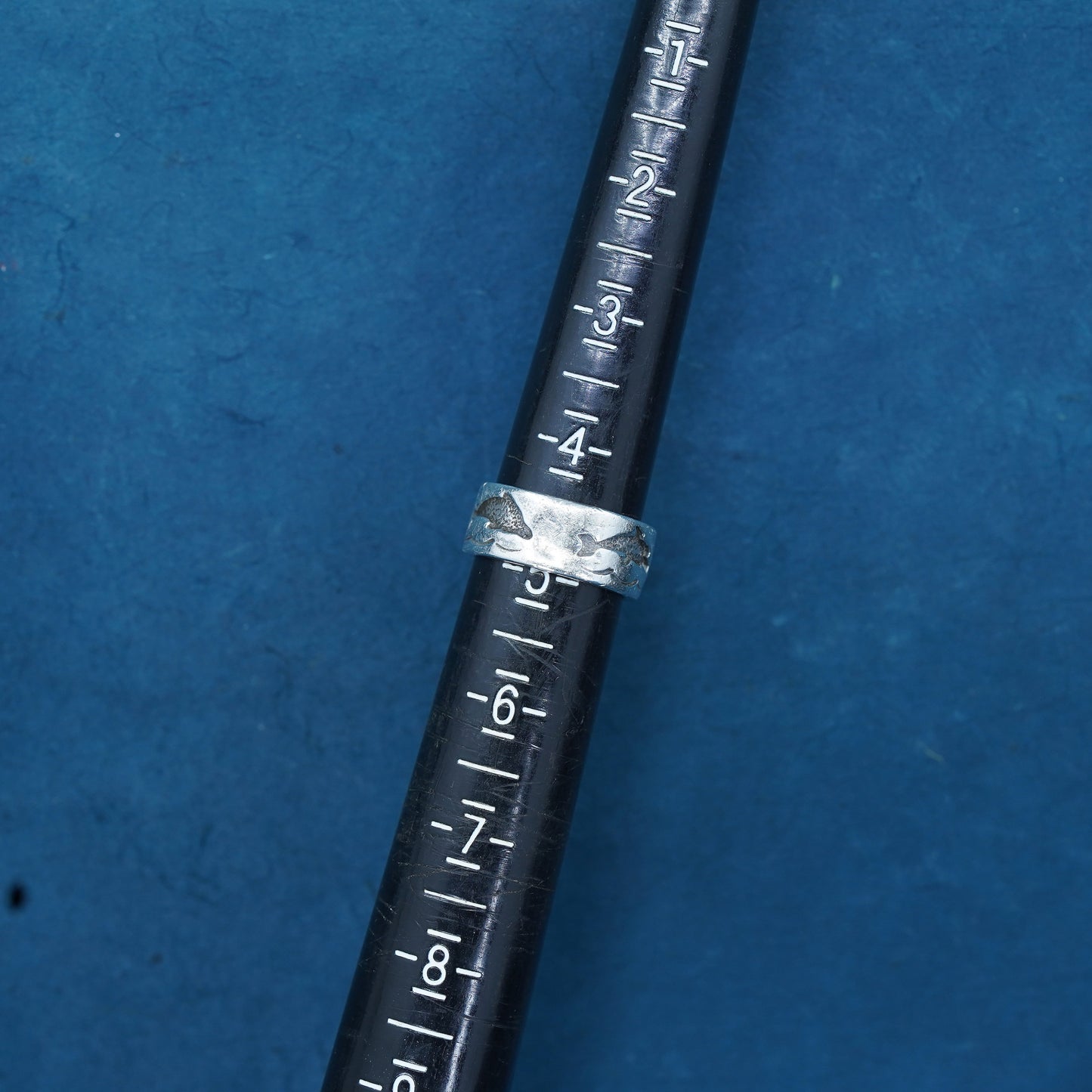 Size 4.25, vintage Ted OTT southwestern sterling silver ring, 925 band dolphin