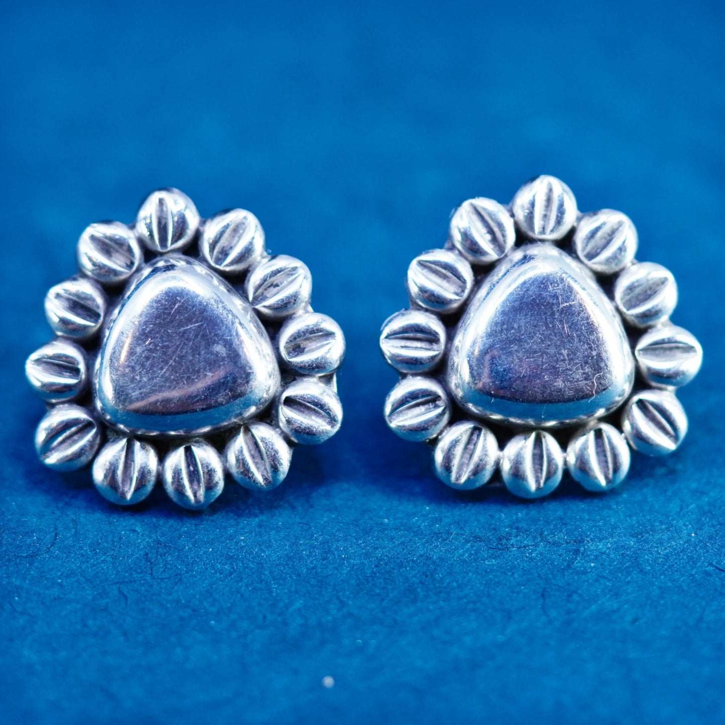 Vintage Mexican Sterling silver handmade earrings, 925 studs