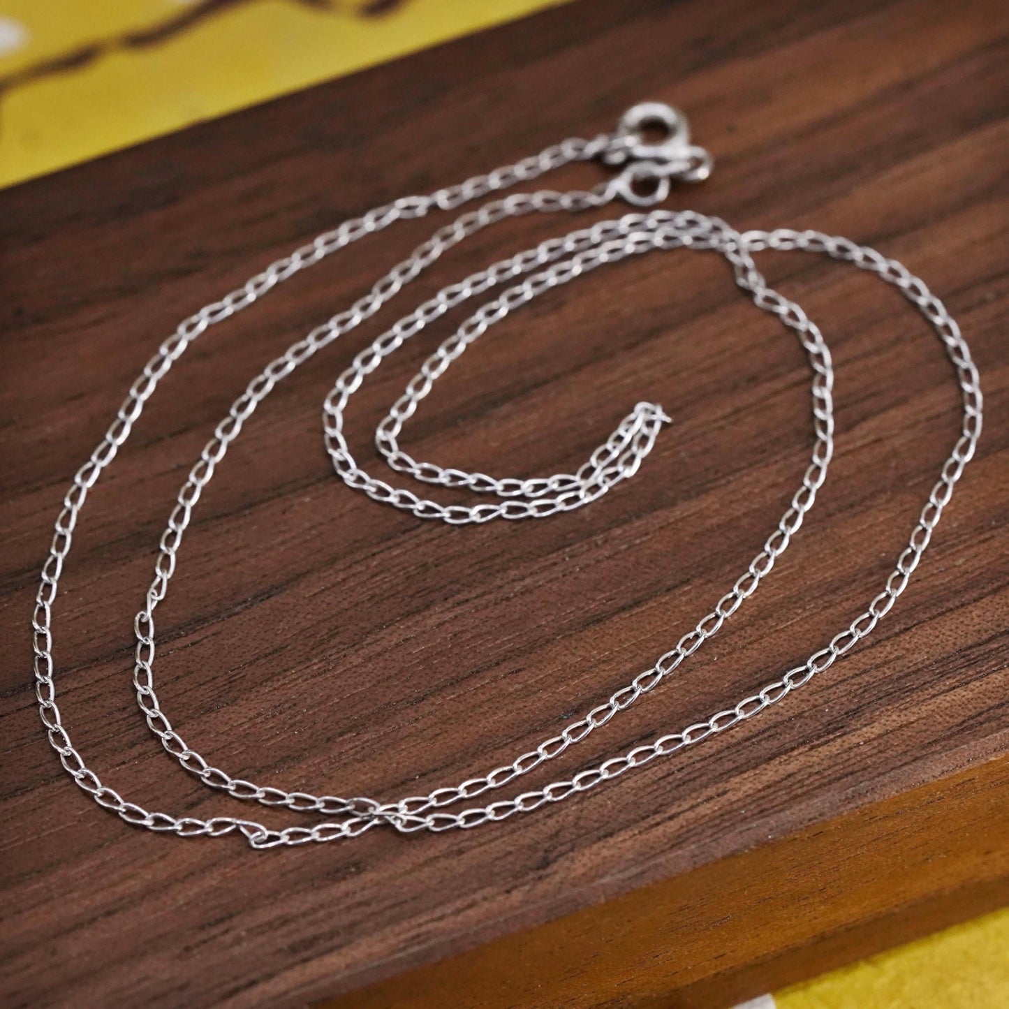 18" 1mm, vintage Sterling silver necklace, Italian 925 curb chain