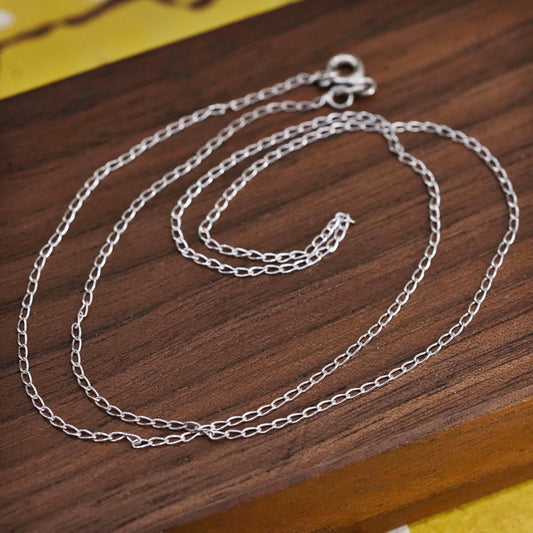 18" 1mm, vintage Sterling silver necklace, Italian 925 curb chain