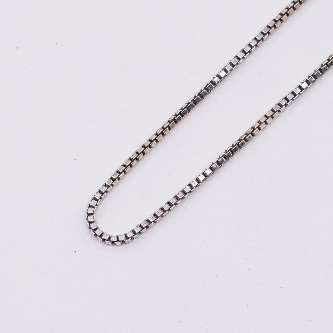 18”, 1mm, Vintage vermeil gold over sterling 925 silver box chain, necklace, stamped 925