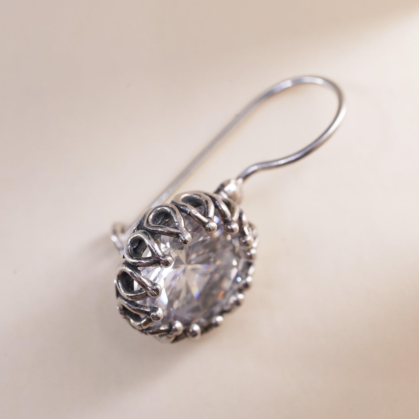 VTG Or Paz Israel “b” Modernist Sterling Silver 925 single earring circle cz