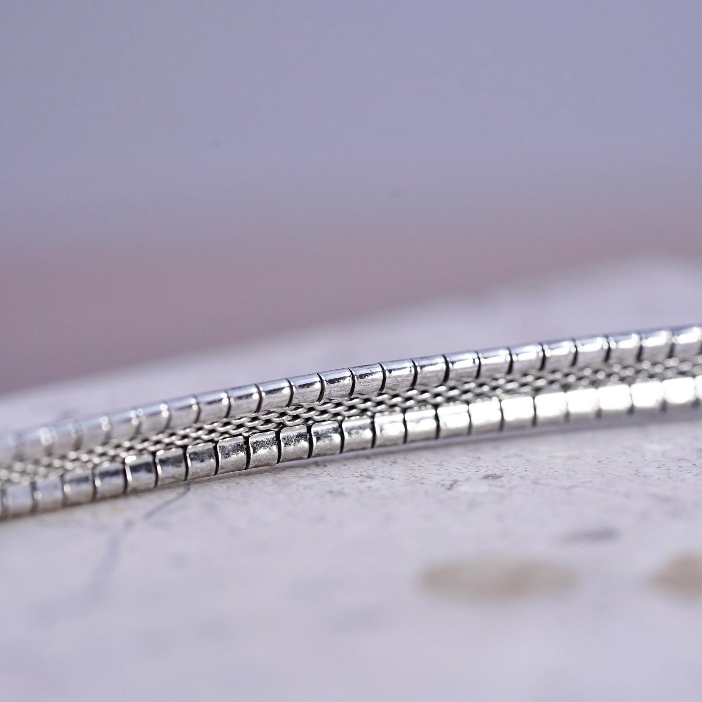 18", vintage Italian Sterling silver necklace, solid 925 silver omega chain