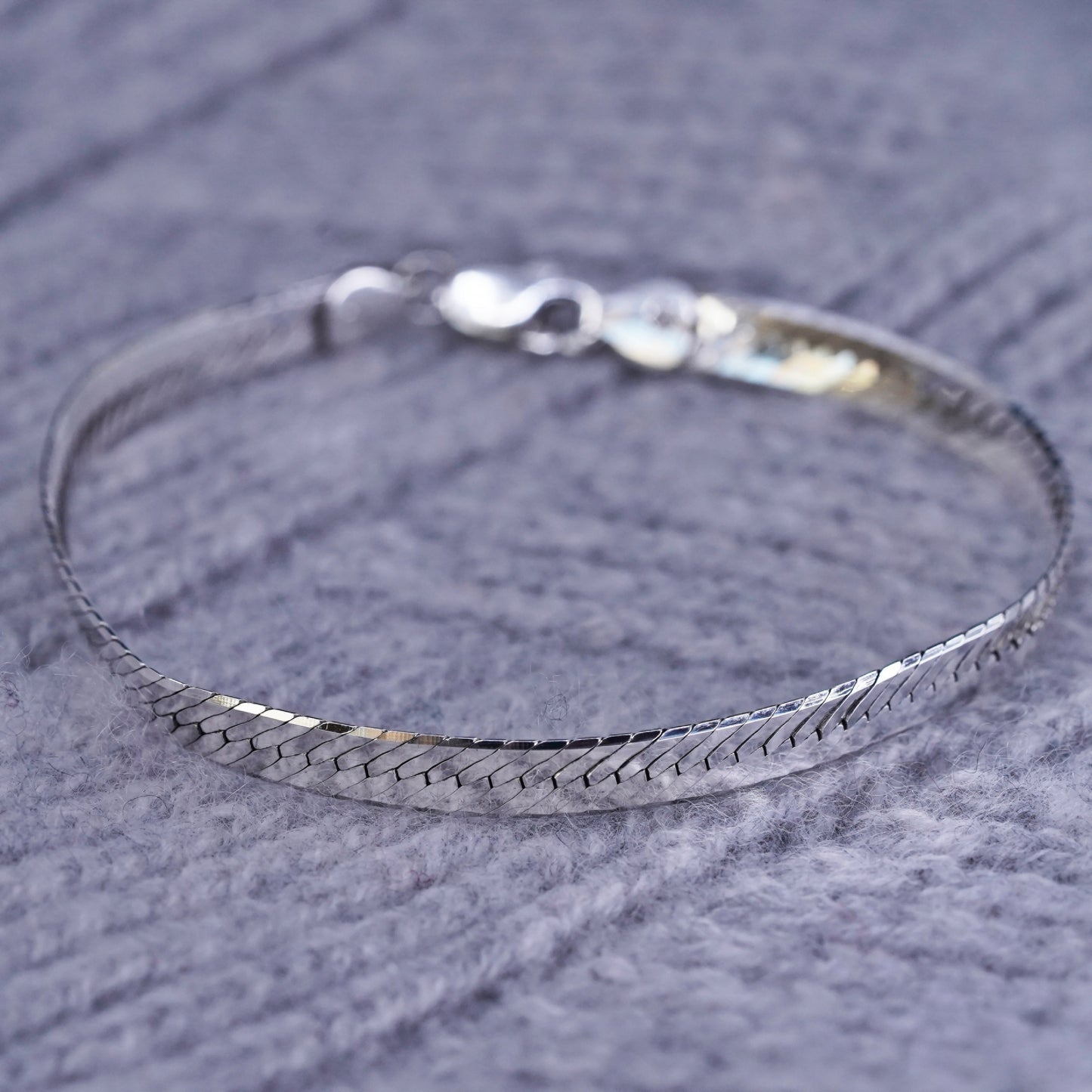 7.75", 5mm, vintage Sterling silver handmade bracelet, 925 herringbone link