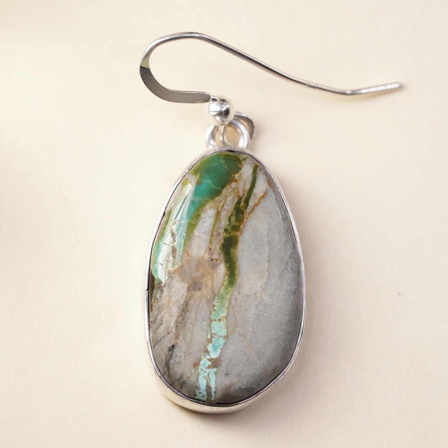 Native American Joe Delgarito single earring Sterling 925 silver pendant Jasper