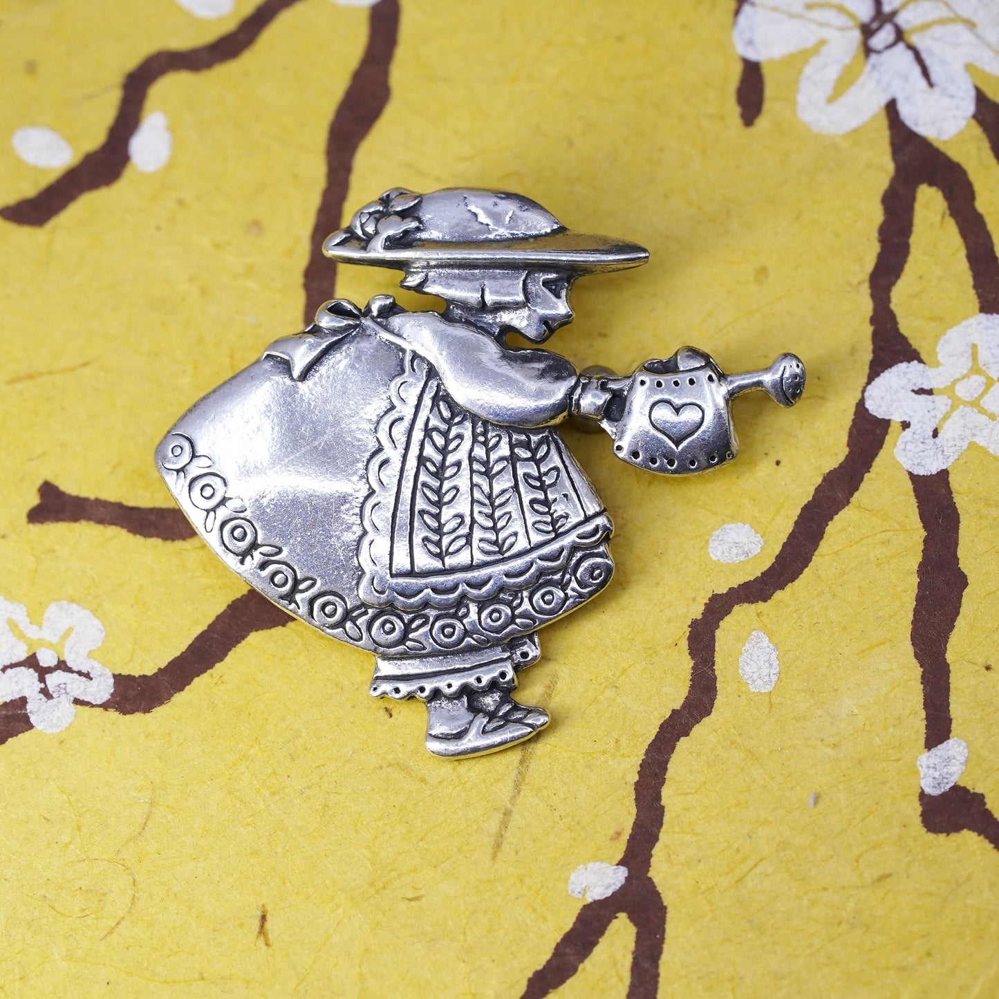 vintage Mary Engelbreit Me Ink Little Girl Sterling 925 Silver Brooch