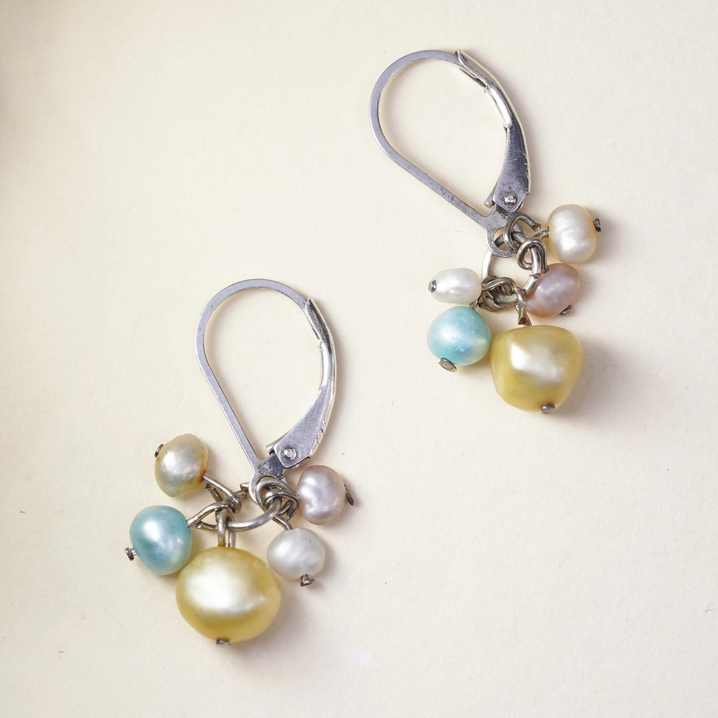 Vintage Sterling 925 silver handmade earrings with freshwater pearls