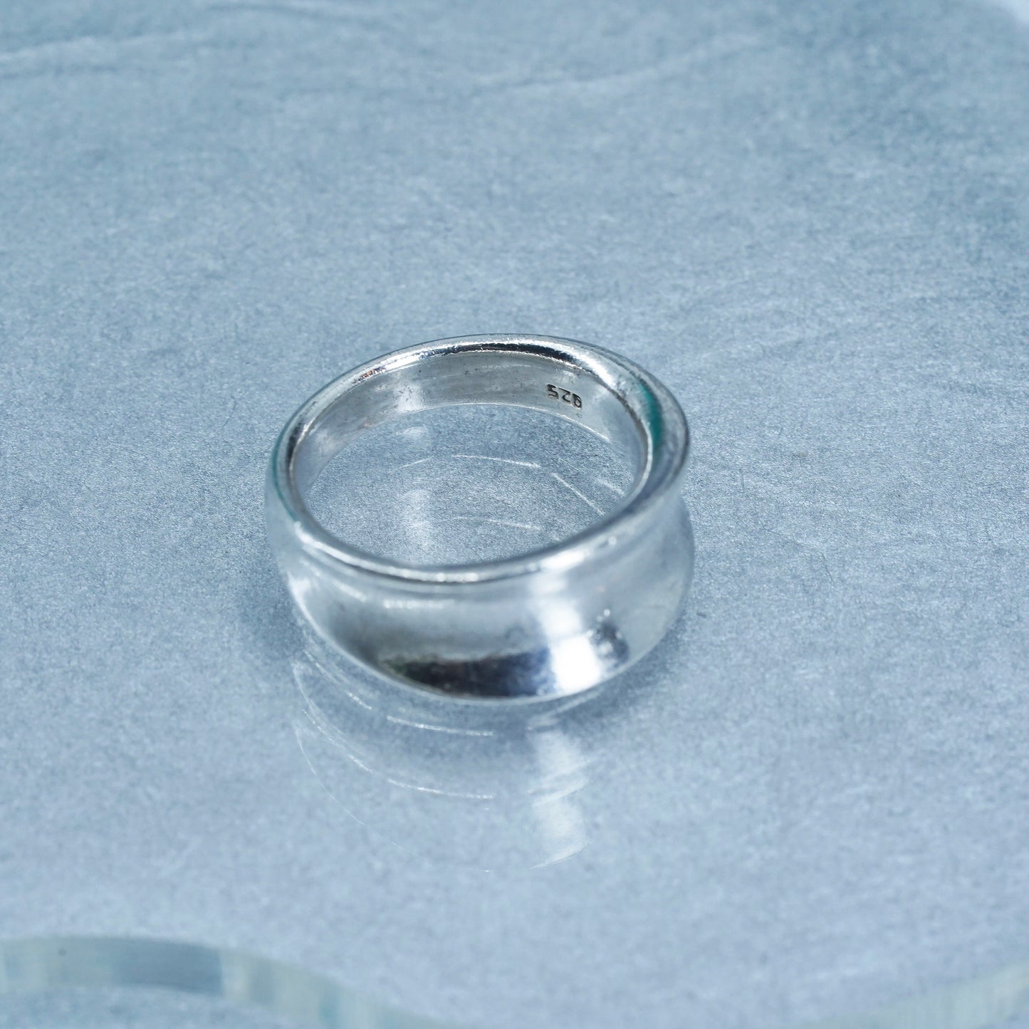 Size 8.5, vintage Sterling 925 silver handmade ring, modern ribbed band