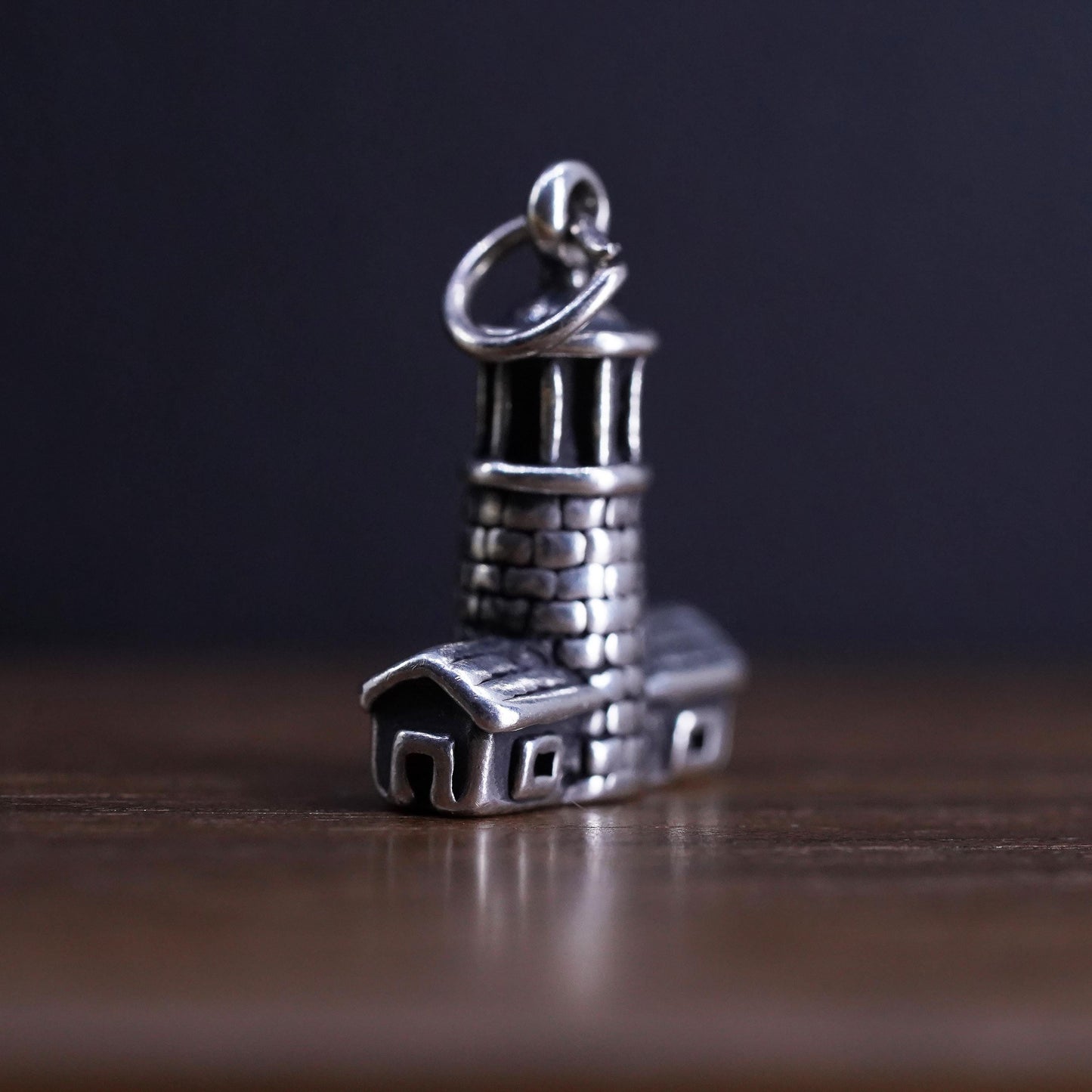 Vintage Sterling silver lighthouse charm, 925 silver pendant
