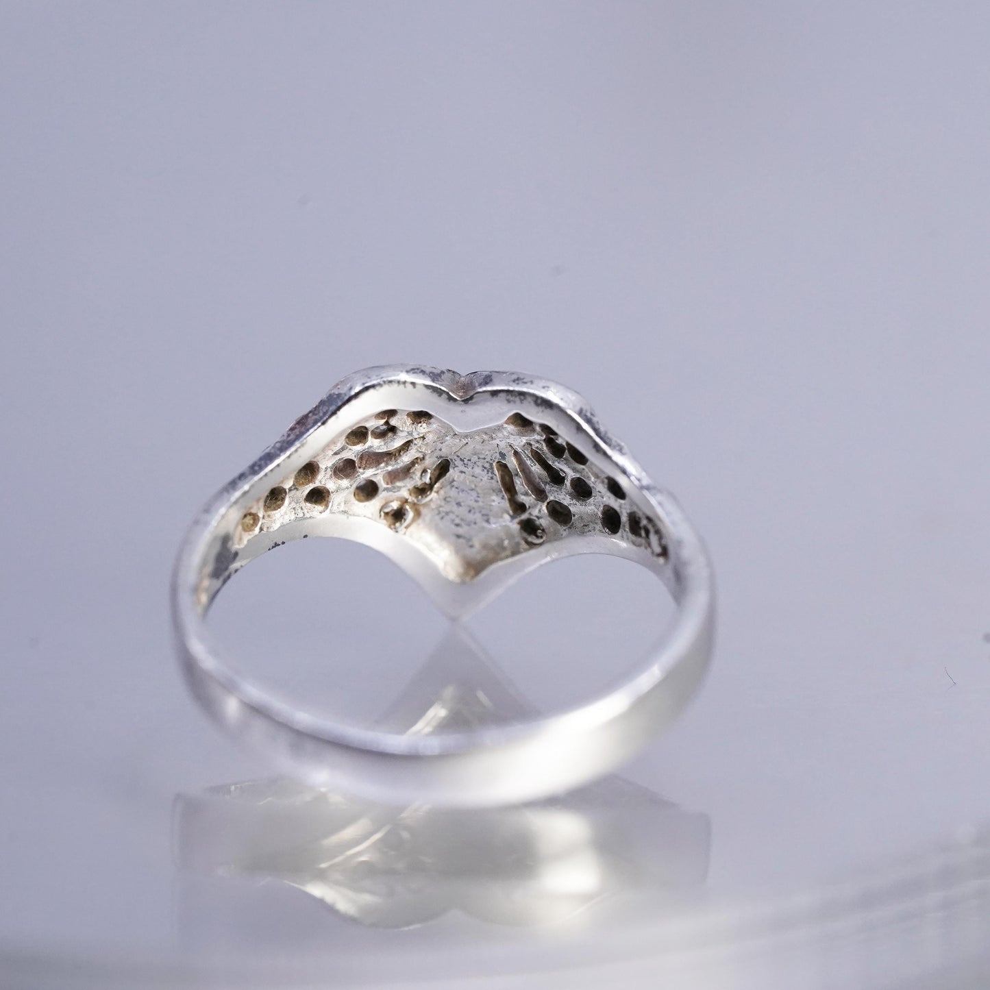 Size 6, Vintage Sterling Silver Handmade Ring, 925 Silver Filigree heart band