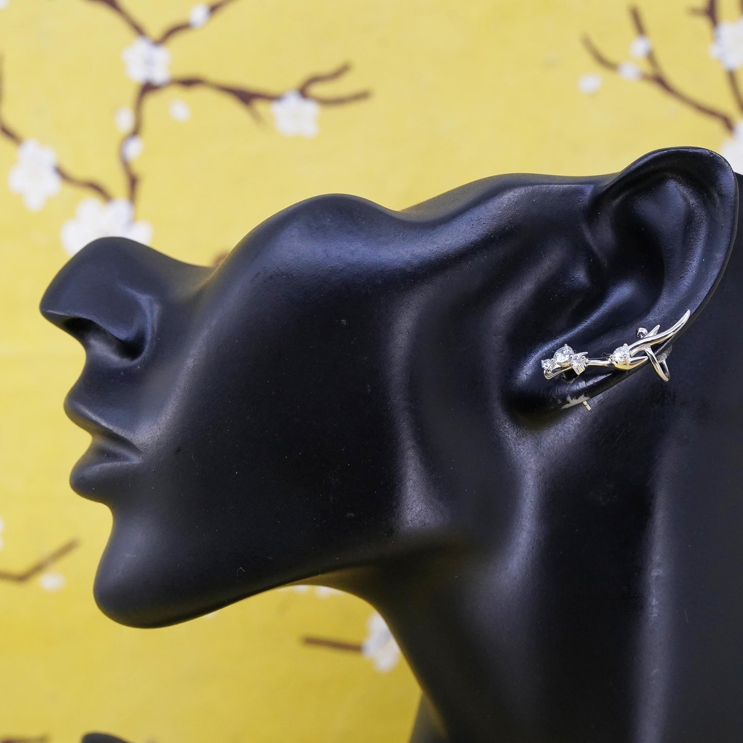 Vintage Sterling 925 silver clear Cz studs, Swarovski earrings