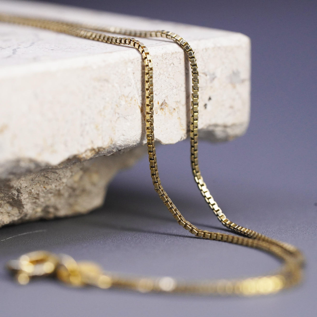 18" 1mm, vintage Danecraft Sterling silver necklace, rose gold over 925 silver box chain
