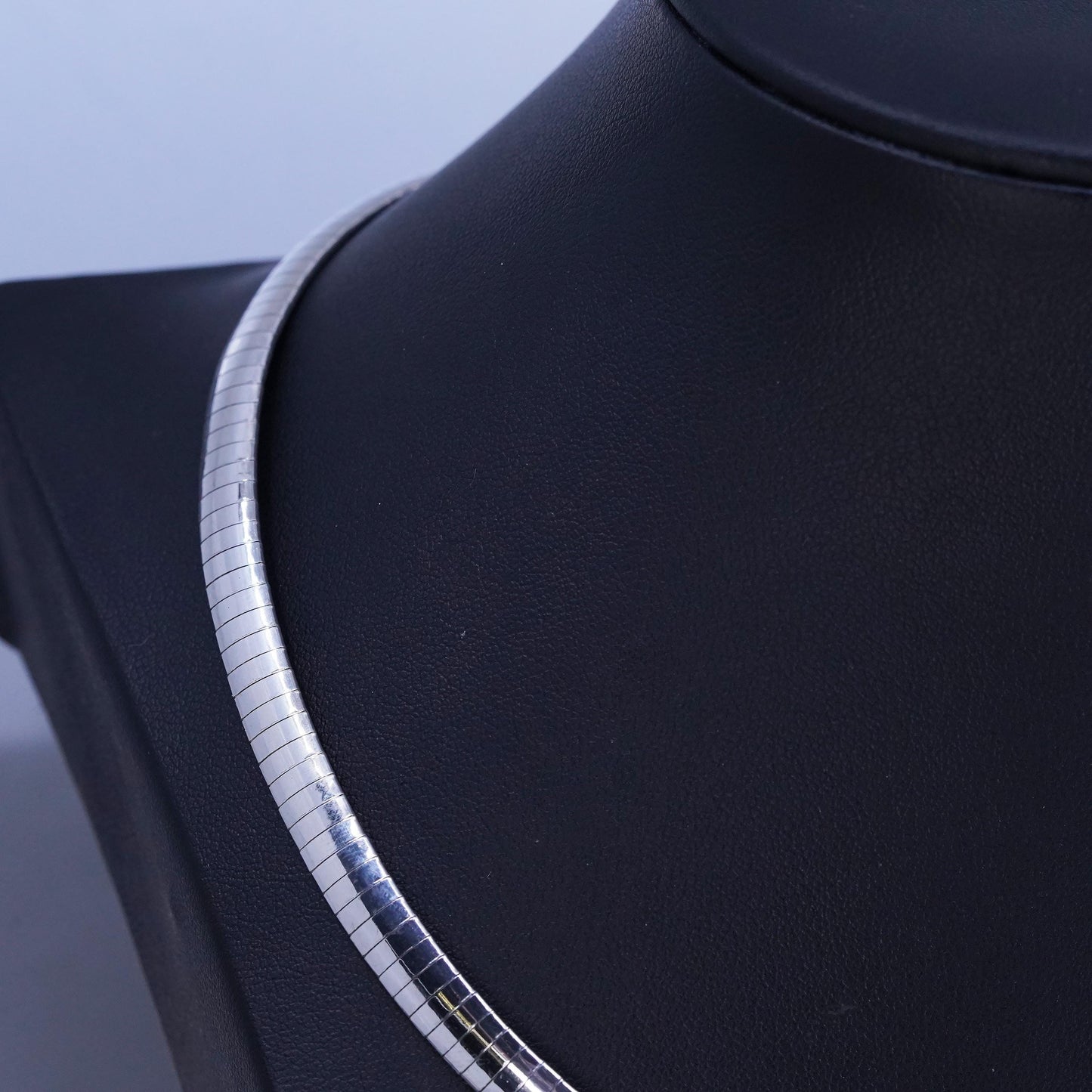 18” 7mm, vintage Italy 925 silver omega chain necklace
