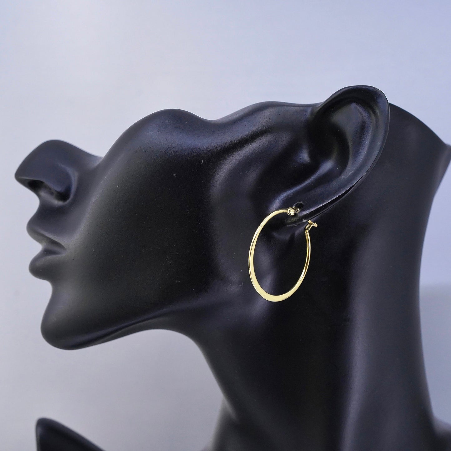 1.25”, Italian vermeil gold over Sterling silver handmade earrings, 925 hoops