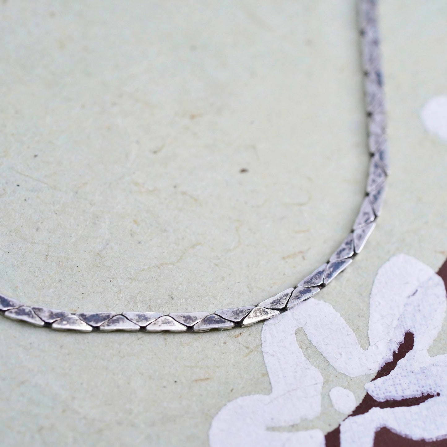 7.5", 1mm, Vintage sterling silver bracelet, Italy 925 square snake chain