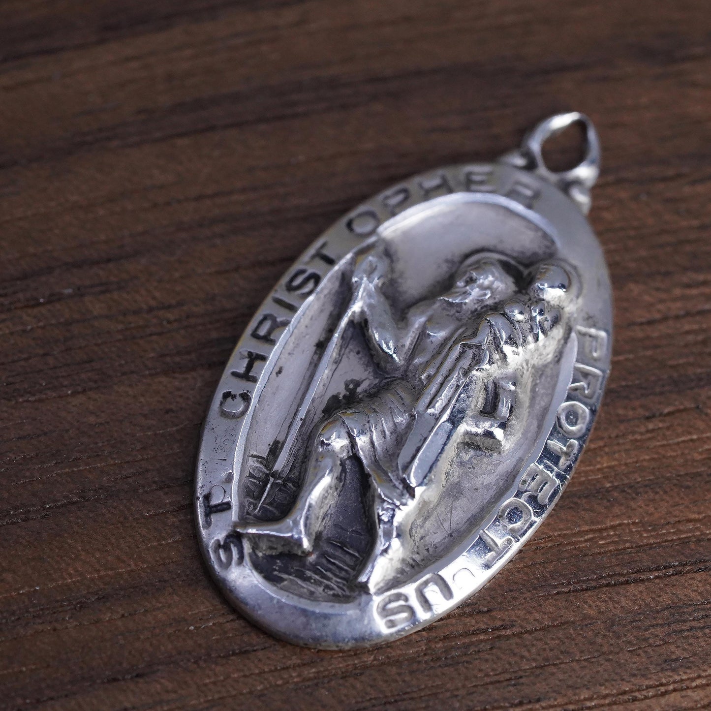 M DE Jean Sterling Silver 925 Saint Christopher Medal Pendant, Protect Us Charm