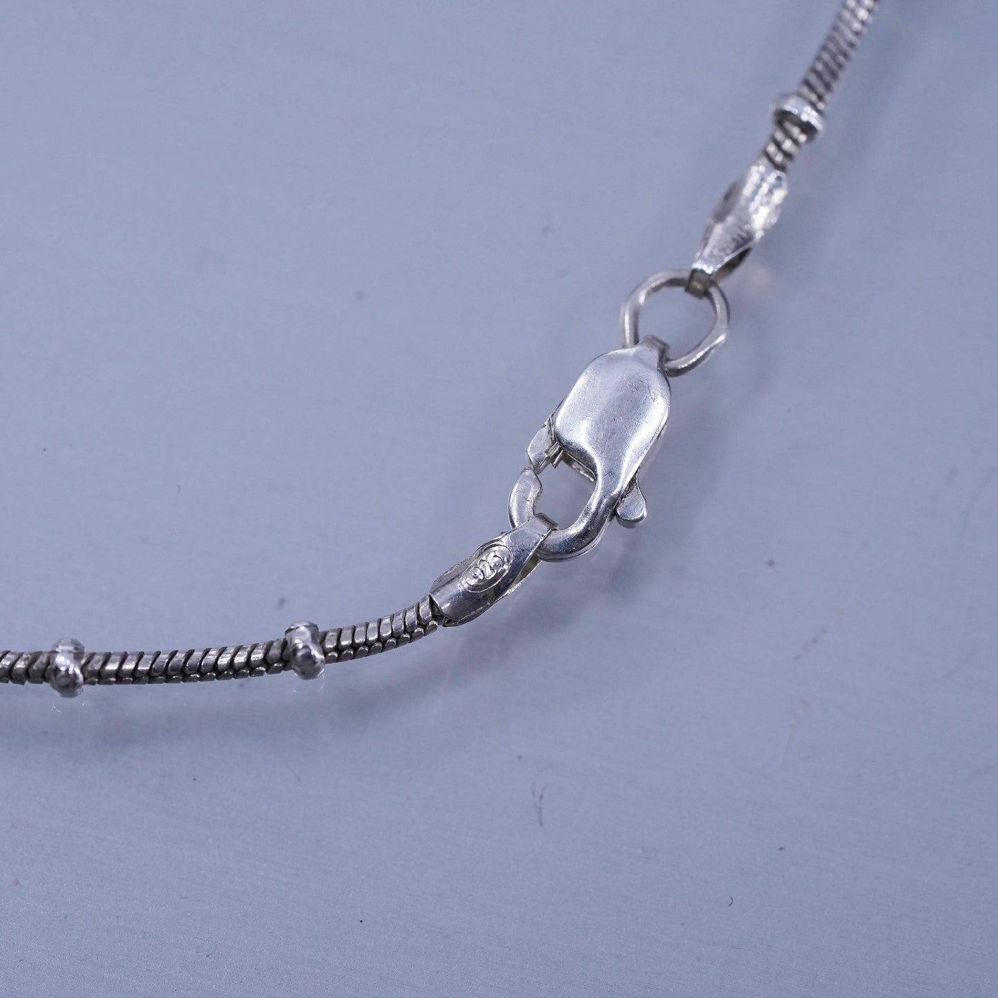 24” 1mm, vintage Italian Sterling 925 silver bead snake chain necklace
