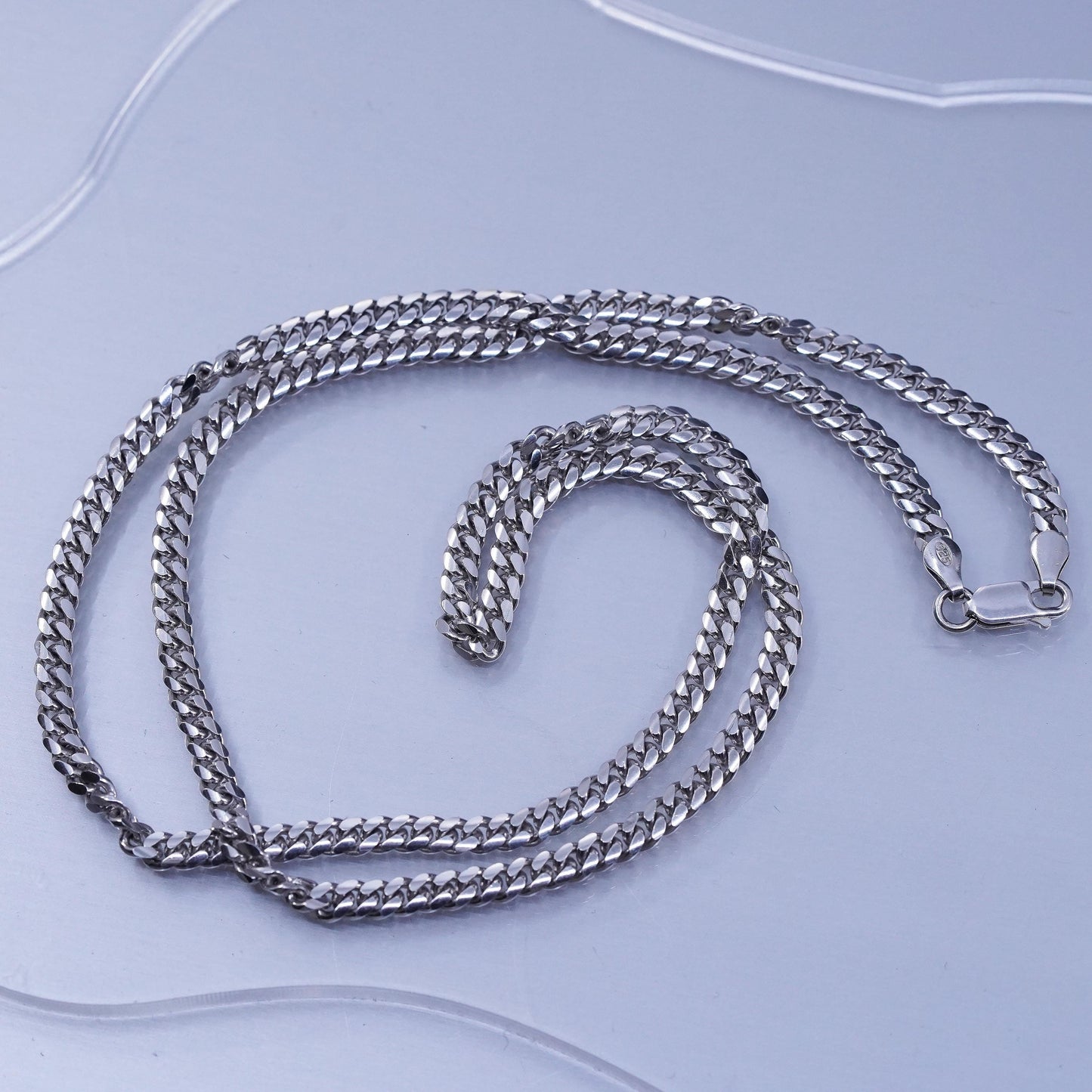 24” 5mm, vintage Italian Sterling 925 silver bold flatten curb chain necklace