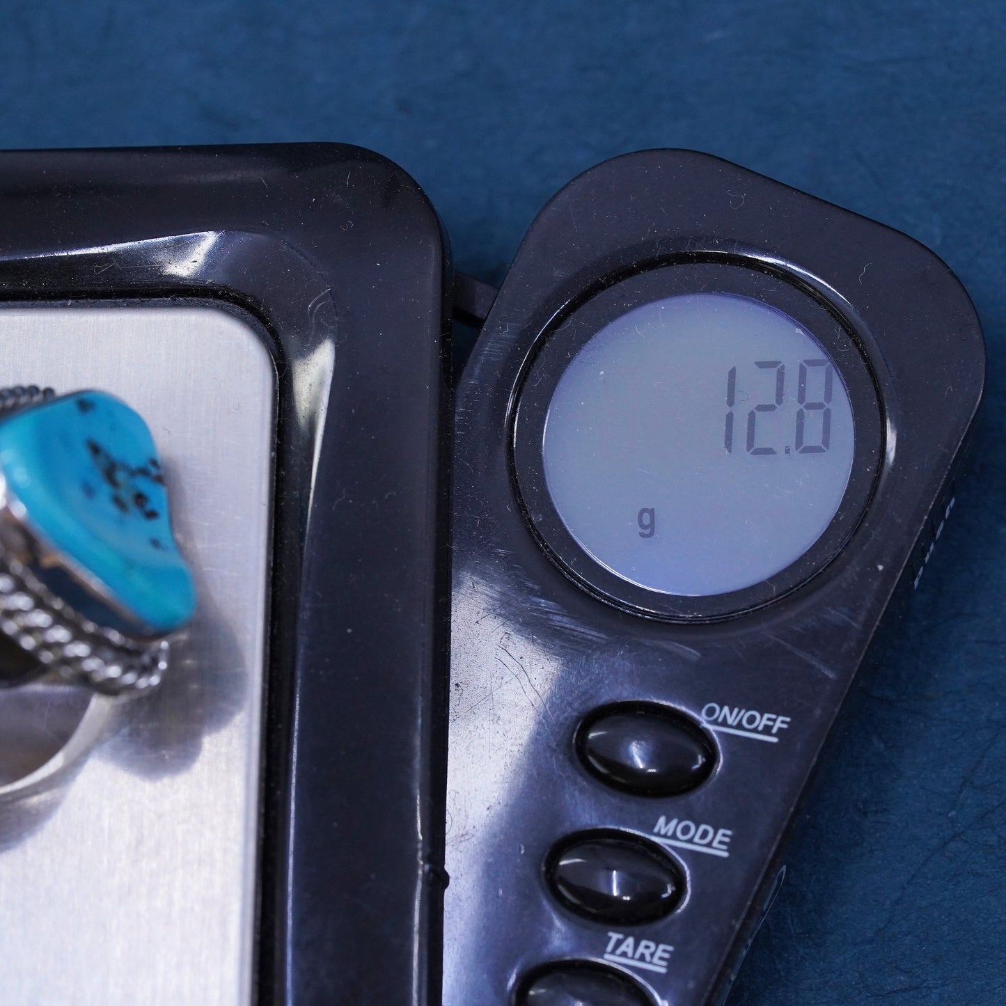 Size 10, vintage Native American Sterling 925 silver handmade ring turquoise