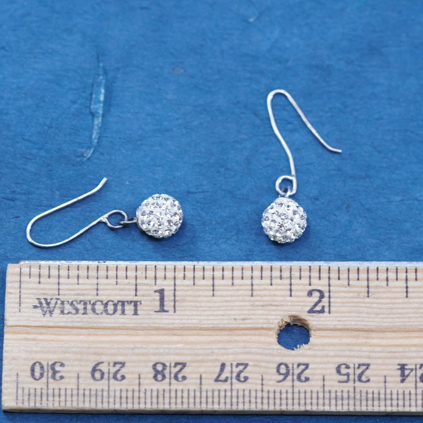 Vintage sterling 925 silver handmade bead earrings with cluster Cz