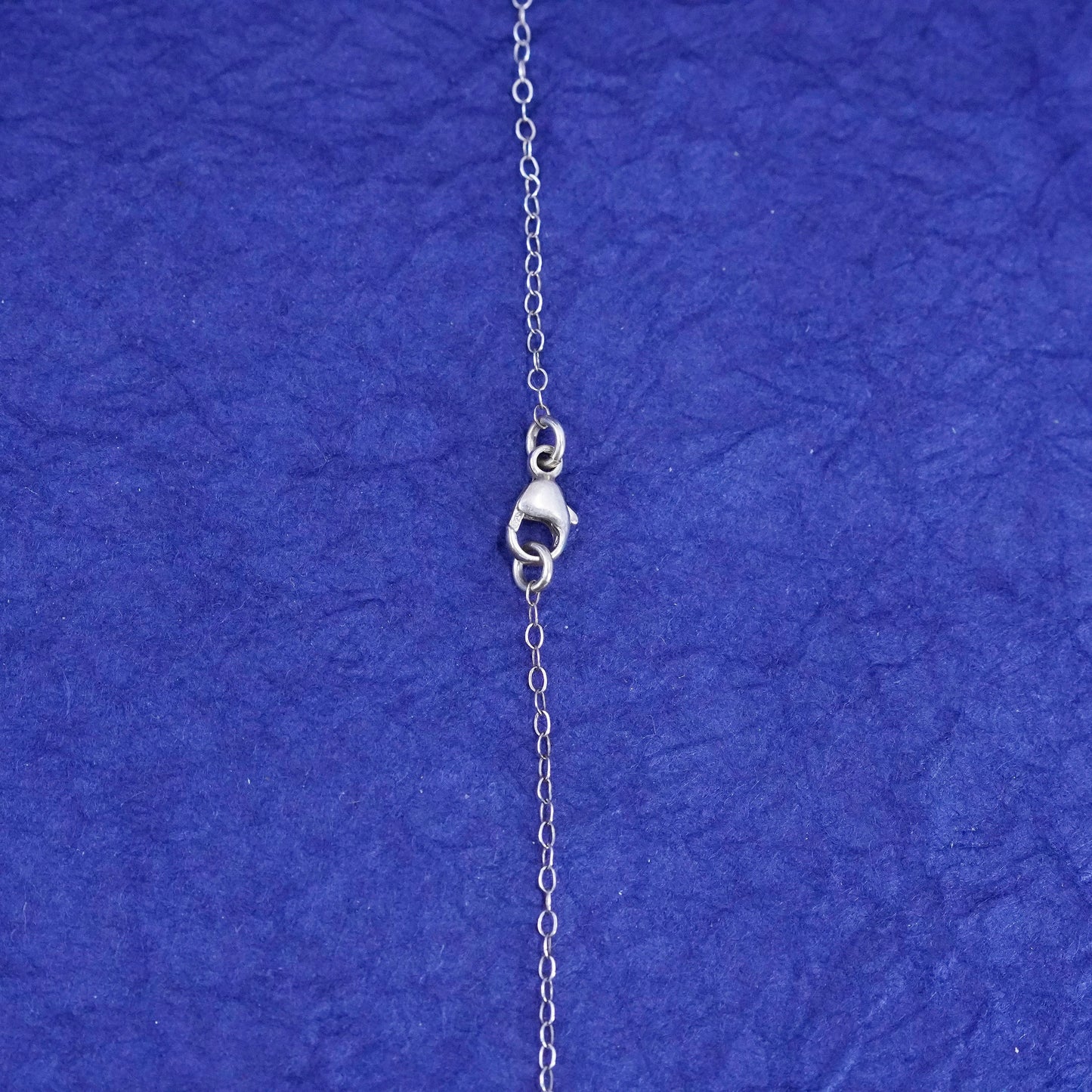 18”, sterling silver 925 handmade necklace, teardrop blue crystal pearl pendant