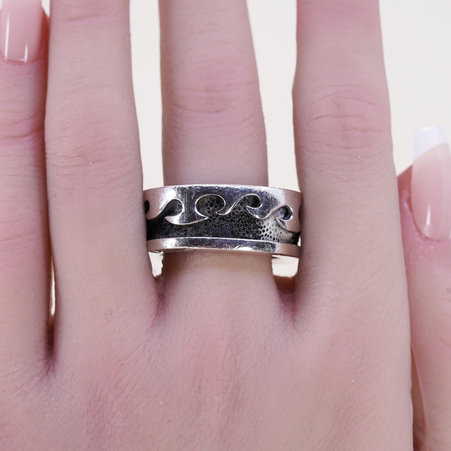 size 11, Milo Sterling Silver Wave Ring 925, Ocean Band Ring, band, Surf Wave