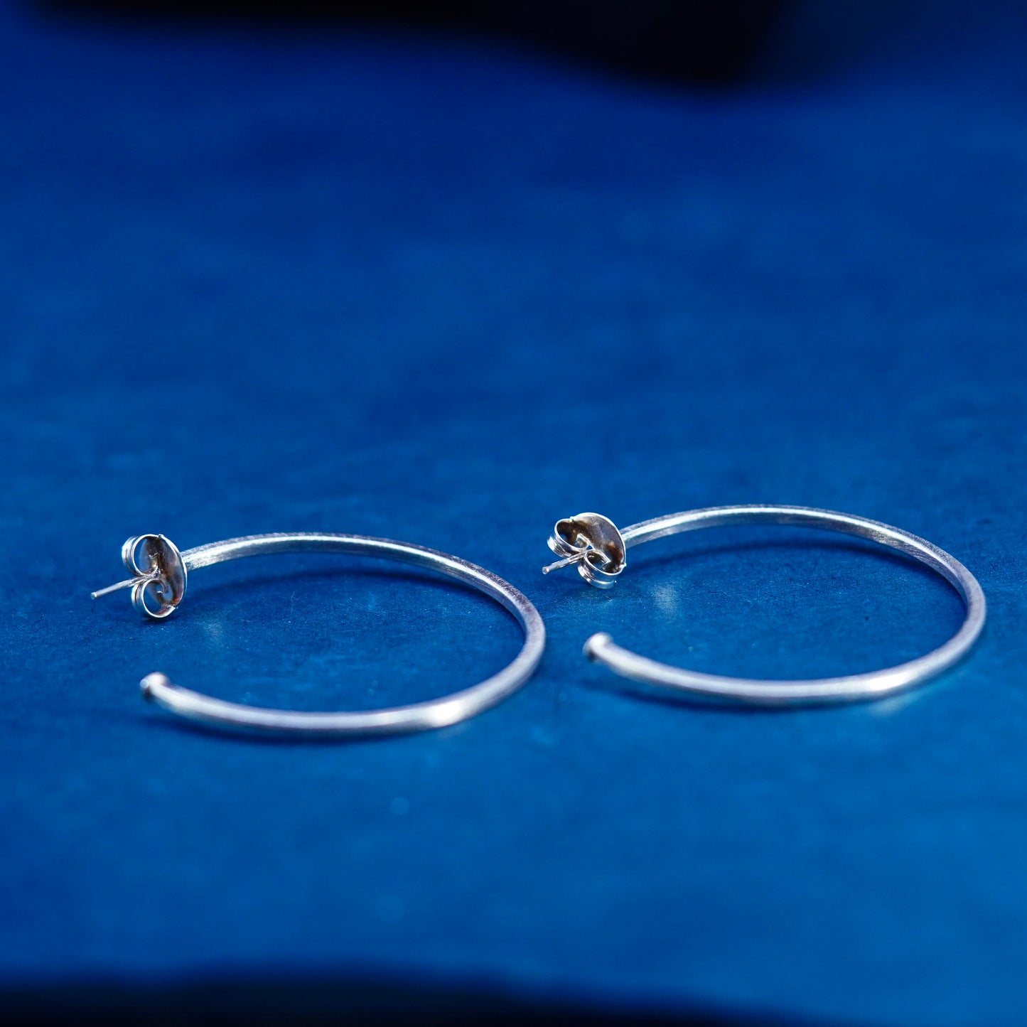 1.75”, vintage Sterling silver handmade hoop earrings, 925 huggie