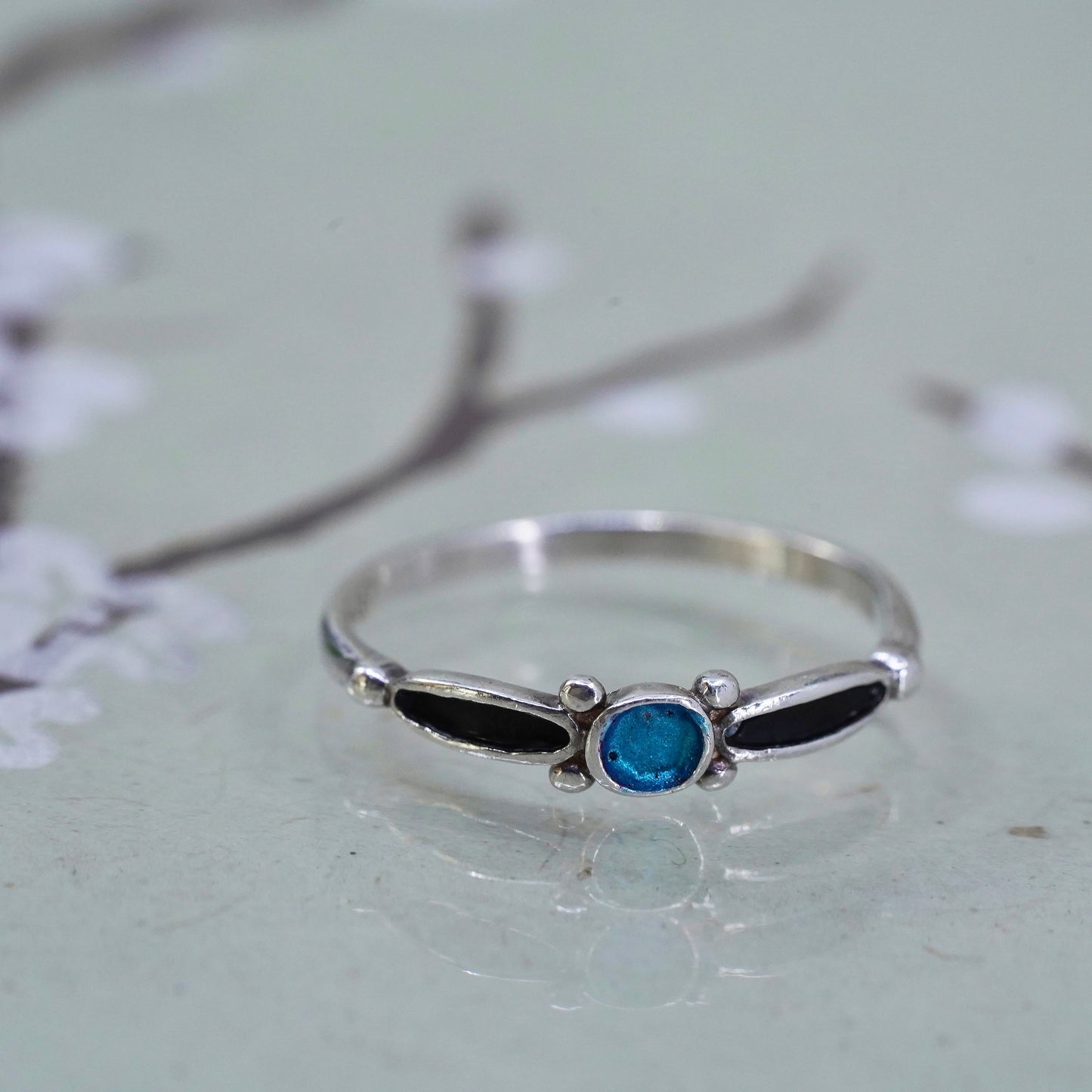 Size 5.5, vintage sterling silver handmade ring, 925 thin stackable band