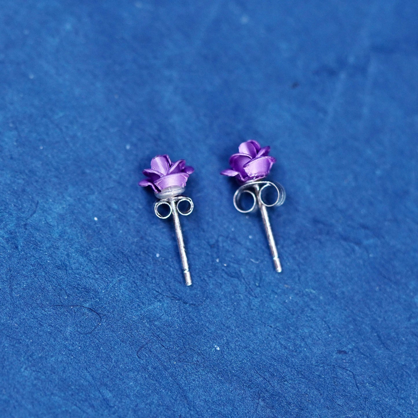 Vintage Sterling silver earrings, 925 purple flower studs