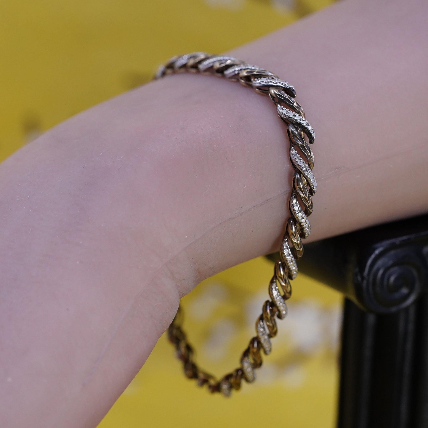 7.25”, vermeil gold over Sterling silver tennis bracelet 925 San Marco diamonds