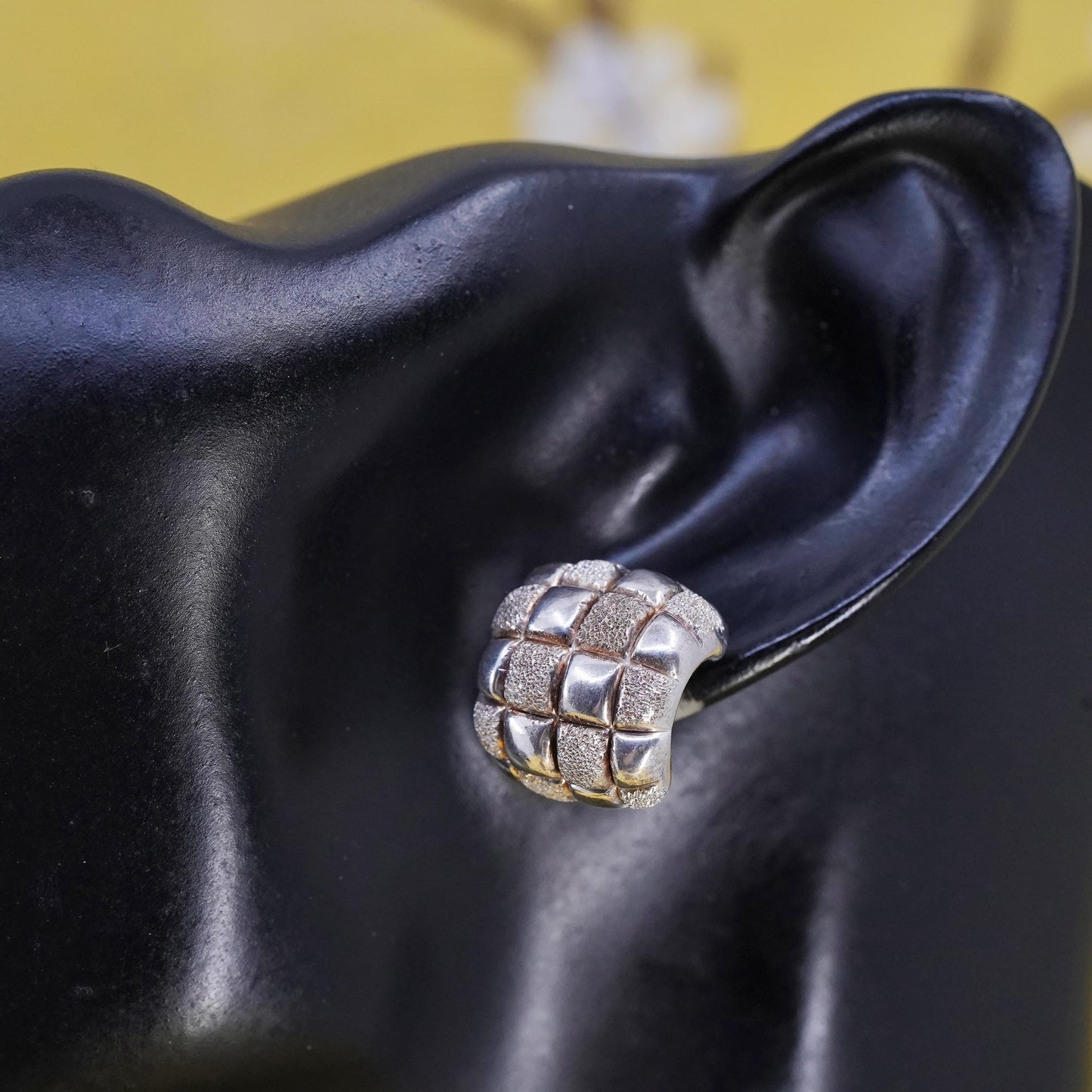 0.75", VTG Italian Sterling silver hoop earrings, glittering 925 huggie studs