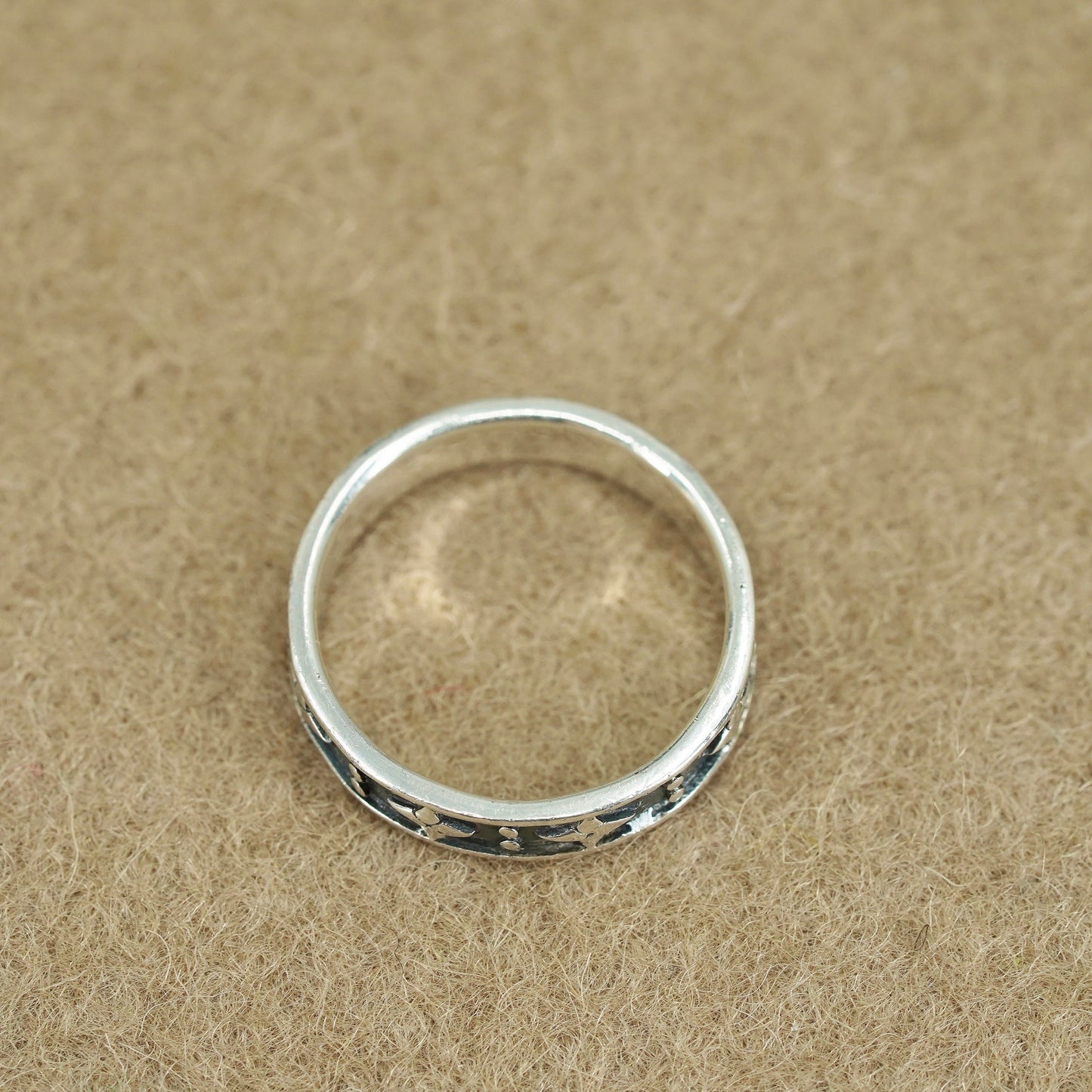 Size 6, southwestern Sterling 925 silver handmade ring, star textured band
