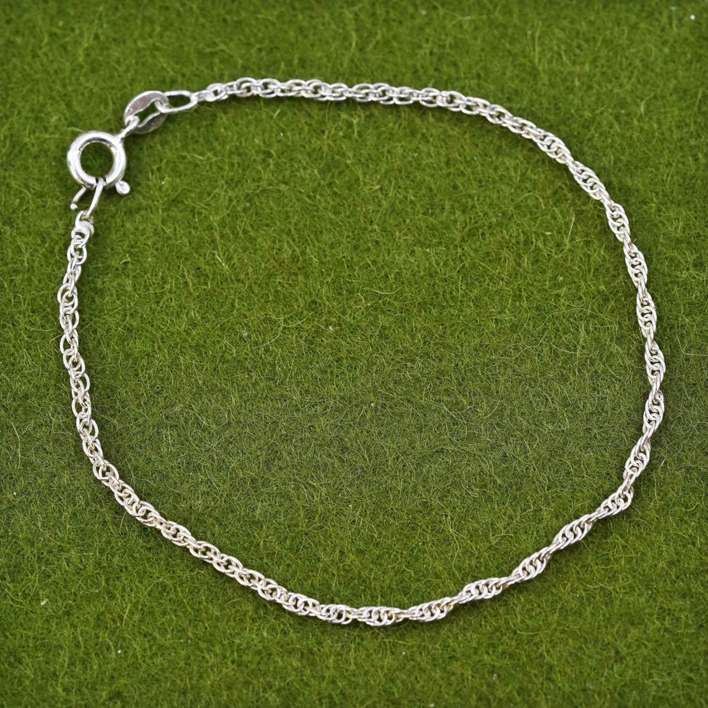7” 2mm, Vintage sterling silver bracelet, 925 Singapore chain
