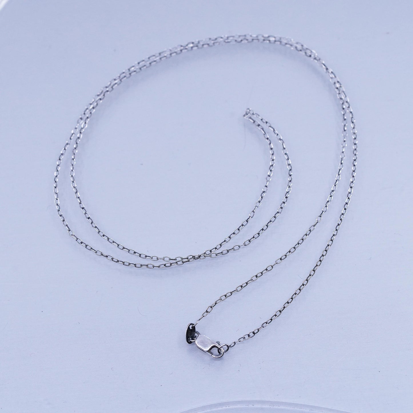 22” 1mm, vintage Italian Sterling 925 silver circle chain necklace