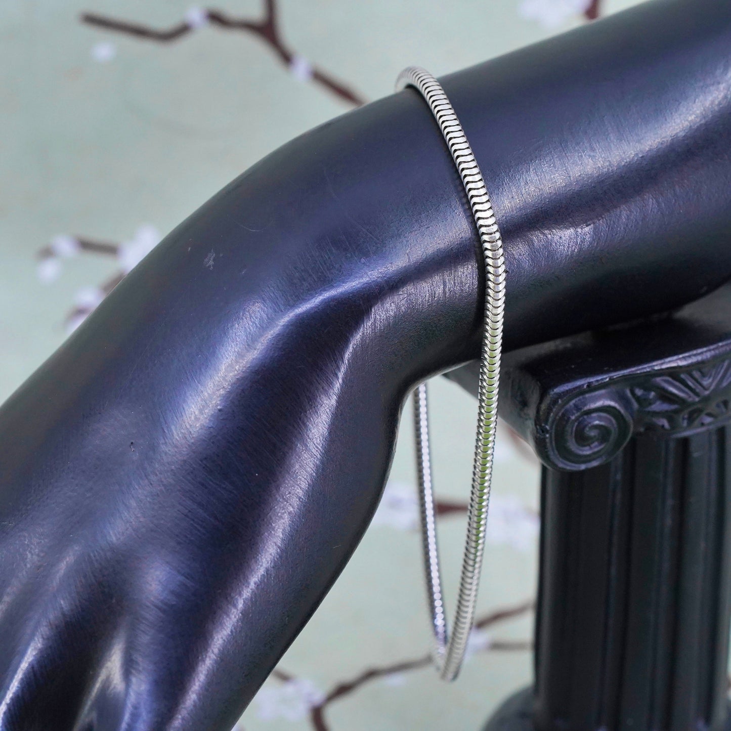8.75”, 3mm, vintage Italy Sterling 925 silver bracelet, bold snake chain