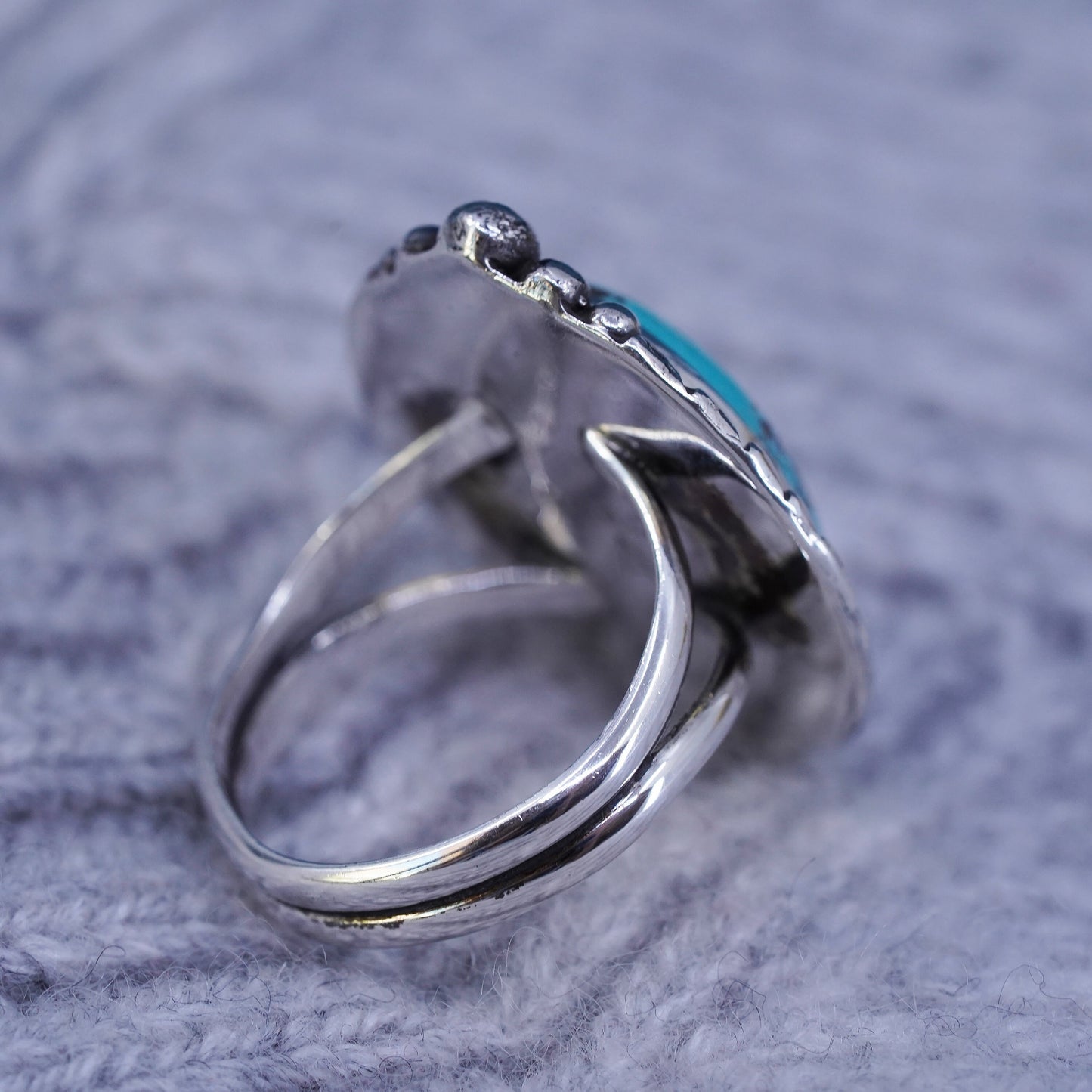 Size 10, Native American Annie Chapo Sterling 925 silver ring with turquoise