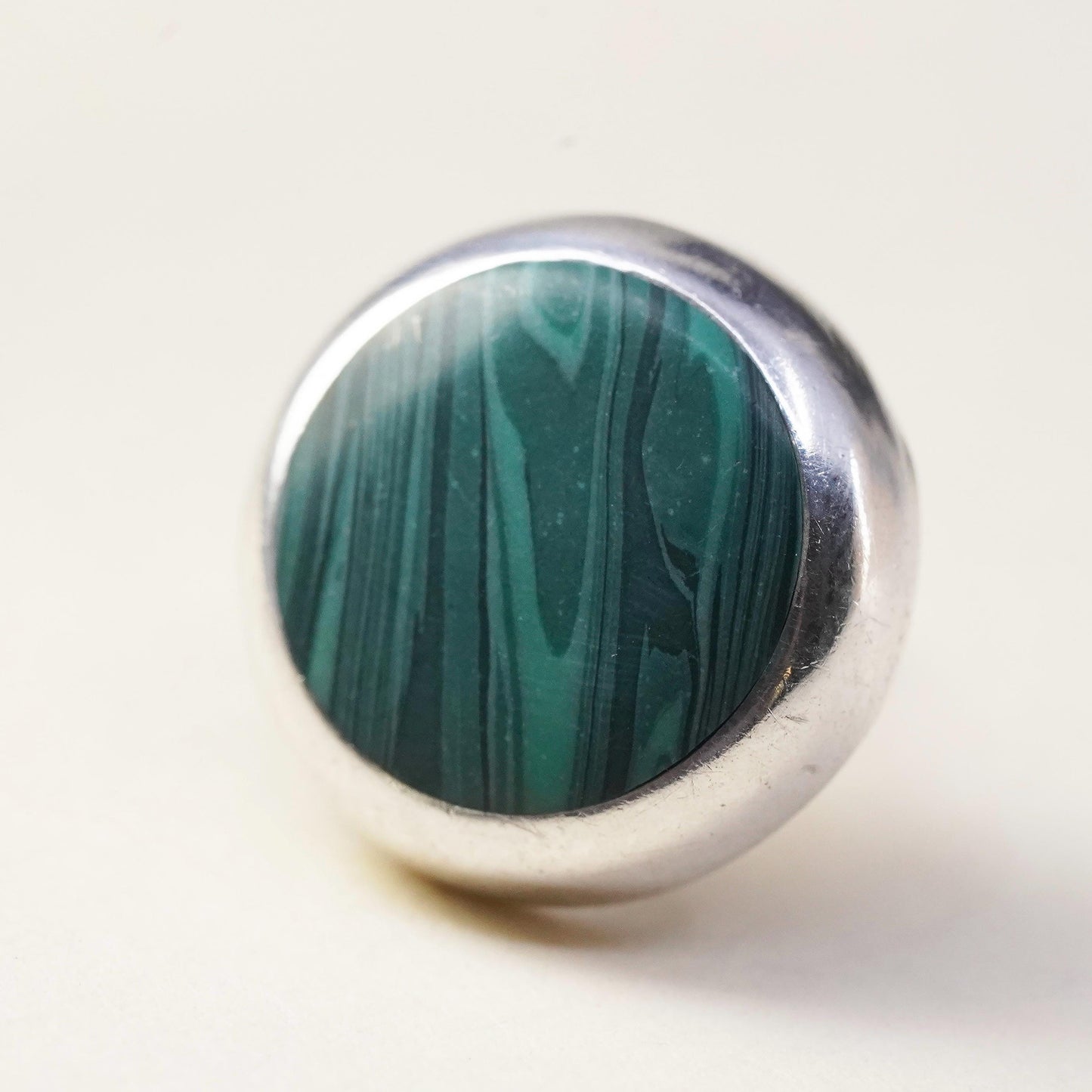 southwestern Mexican Sterling 925 silver stud malachite, single earring