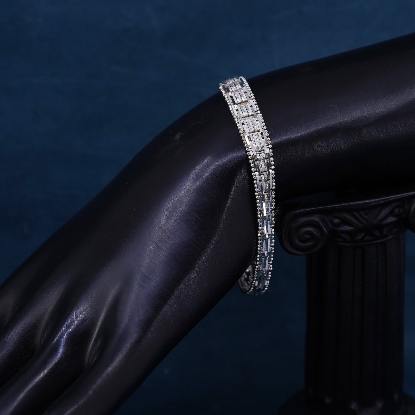 7”, 6mm, Vintage Italian sterling 925 silver chain, Italy Riccio bracelet