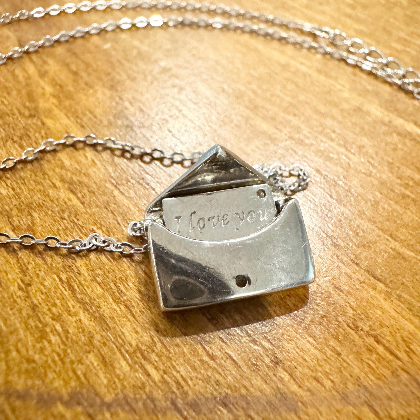 16+2”, Sterling silver necklace, 925 circle chain love letter locket pendant