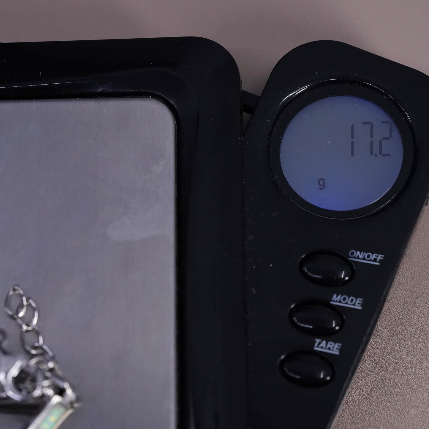 16+1”, Sterling silver necklace,925 tennis graduated Greek key fire opal