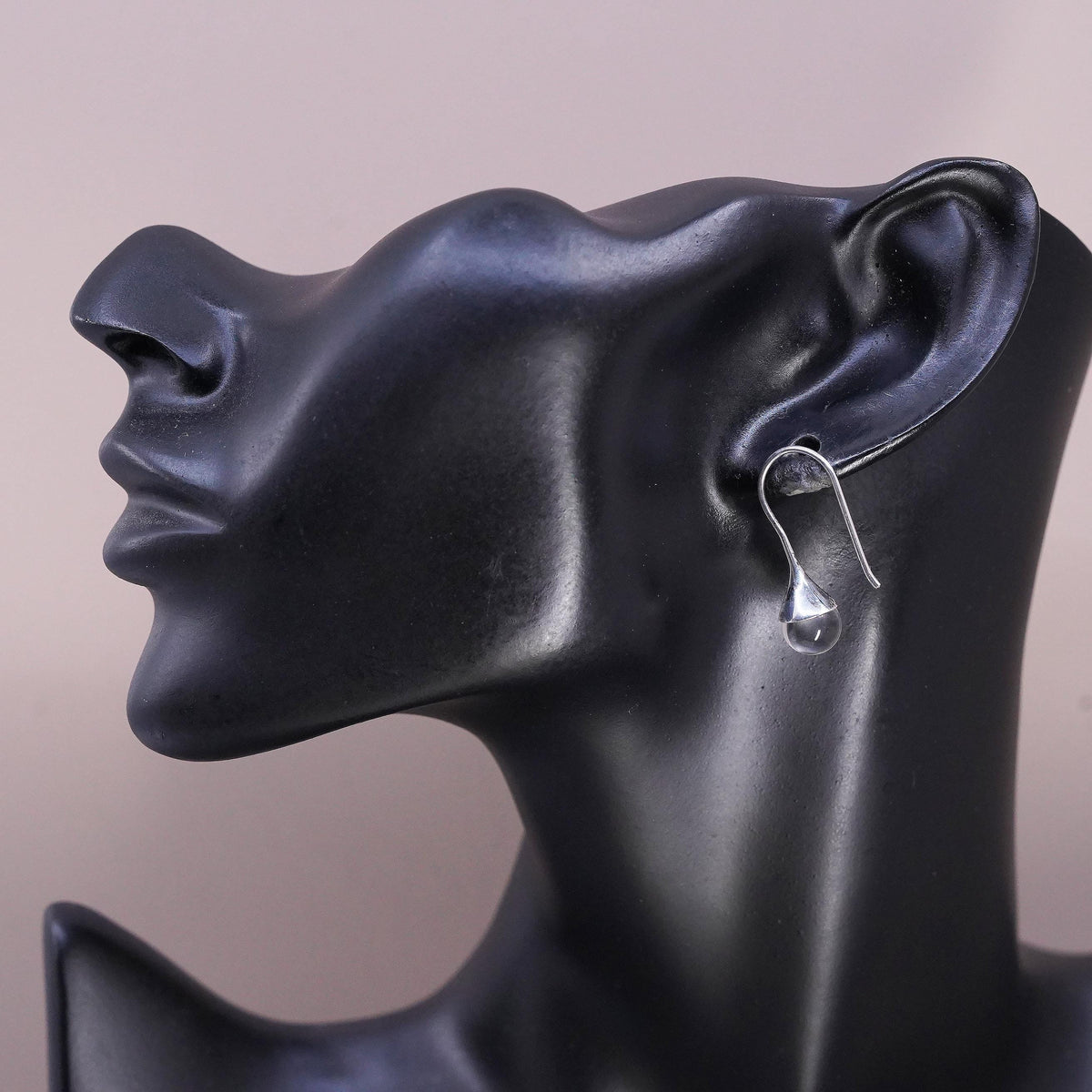 Vintage southwestern sterling 925 silver teardrop earrings with clear crystal
