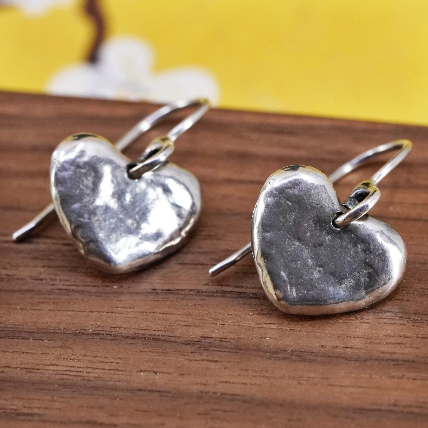 Vintage Israel Sterling 925 silver handmade heart earrings