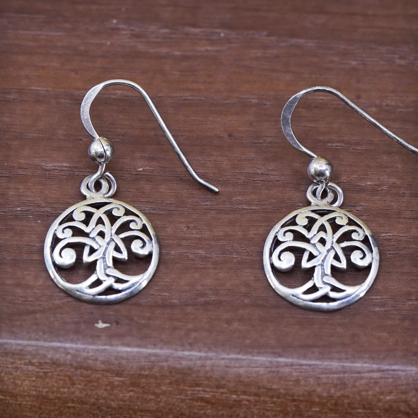 Vintage Sterling silver Irish knot handmade dangles, 925 family tree earrings