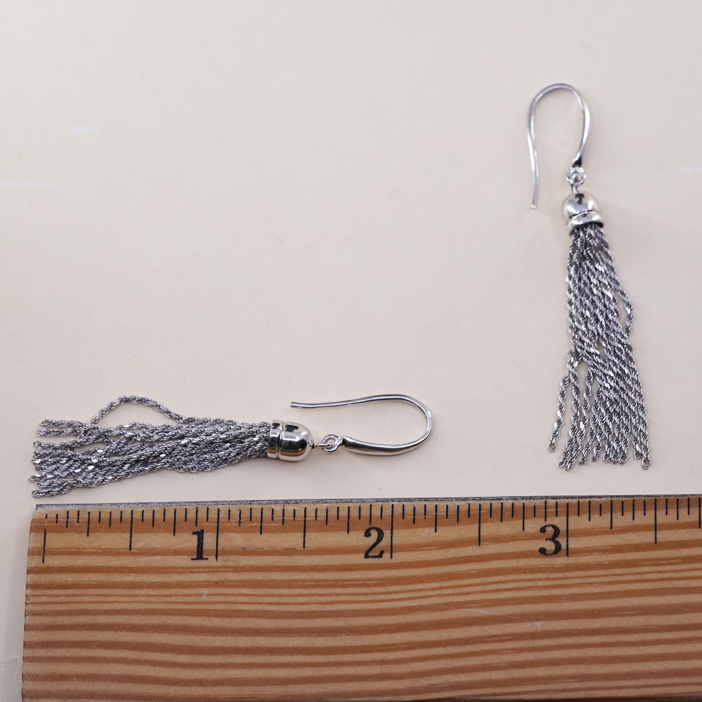 Vintage Peru Sterling 925 silver handmade rope chain fridge earrings